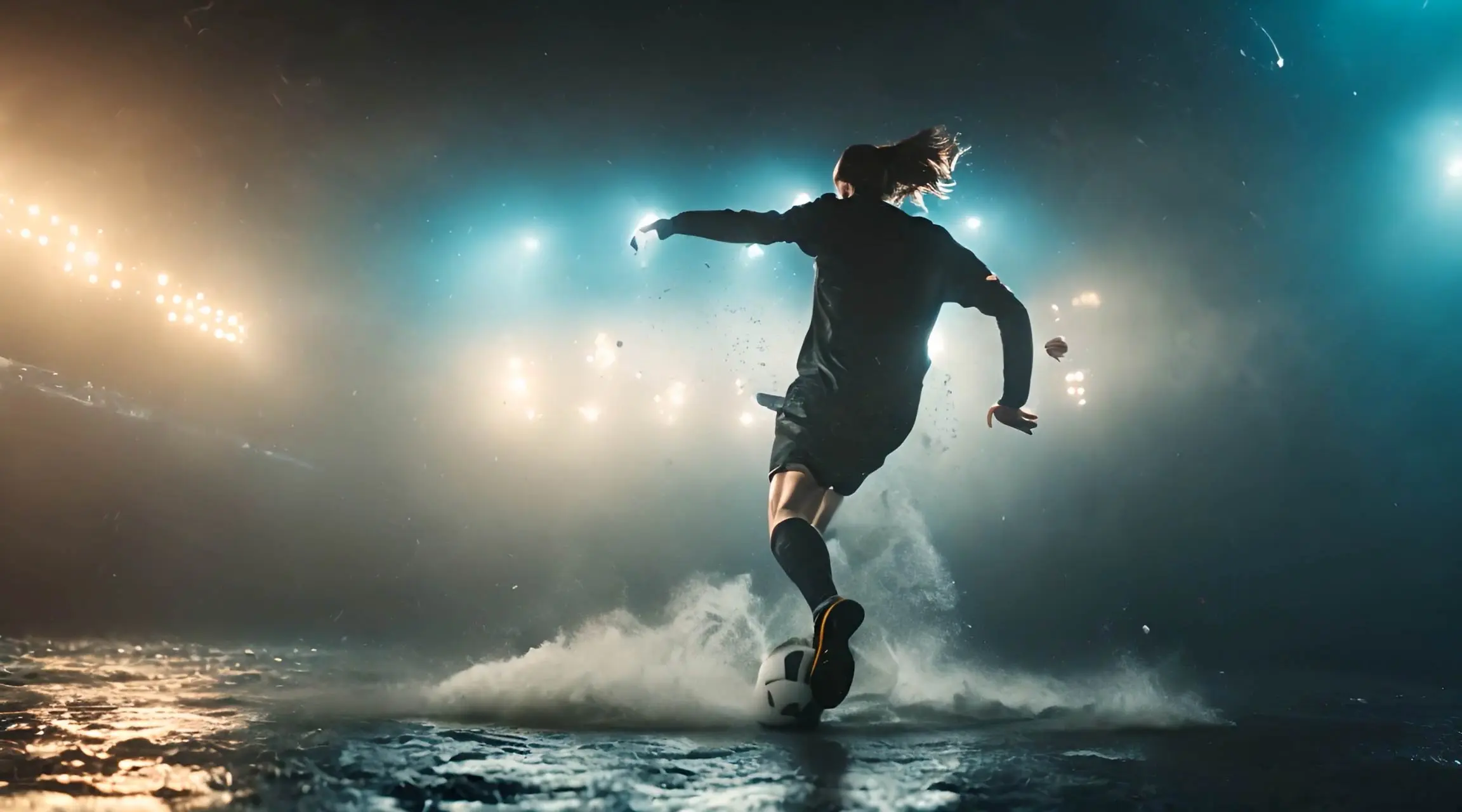 Athletic Prowess Cinematic Soccer Player Backdrop